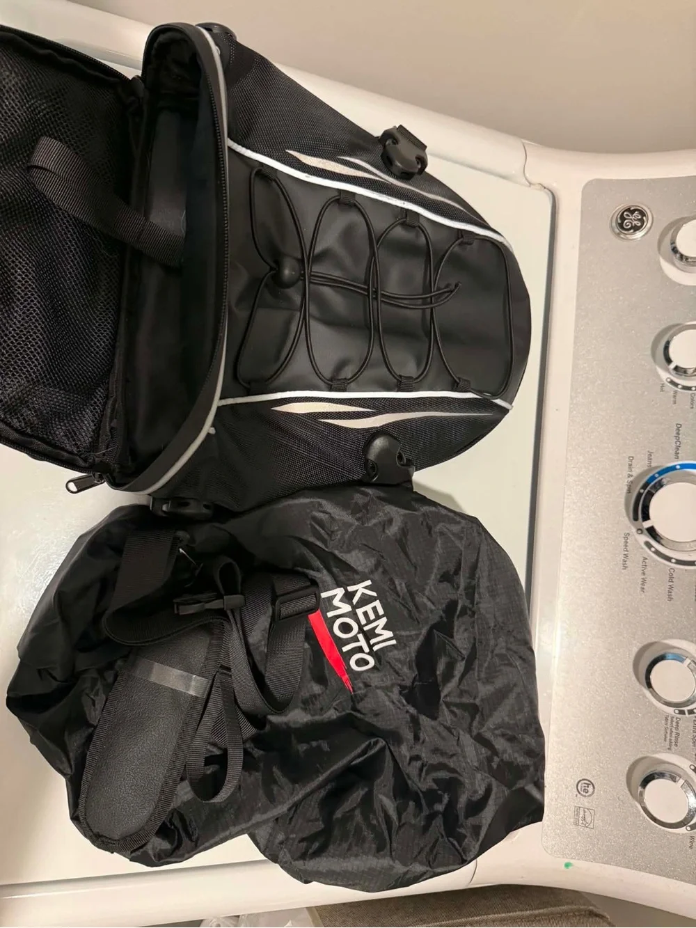 Black Men's Motorcycle Tail Backpack